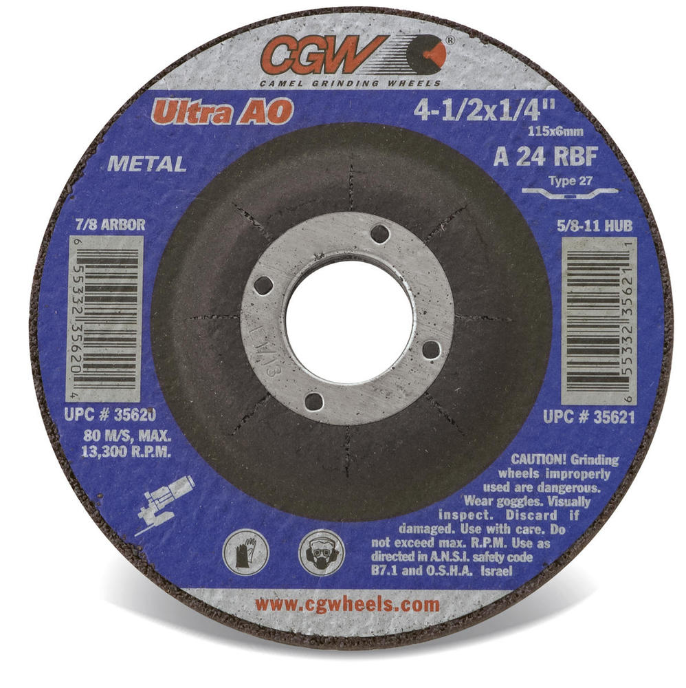 1/8&#34; Depressed Center Grinding Wheels, Type 27 - White AO