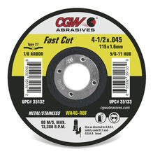 CGW Abrasives 35135 - Fast Cut Wheels - Metal/Stainless Steel
