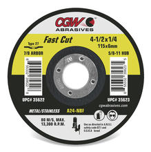 CGW Abrasives 35646 - Fast Cut 1/4" Depressed Center Grinding Wheels