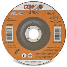 CGW Abrasives 37530 - 1/4" Depressed Center Grinding Wheels, Type 27 - Zirconia