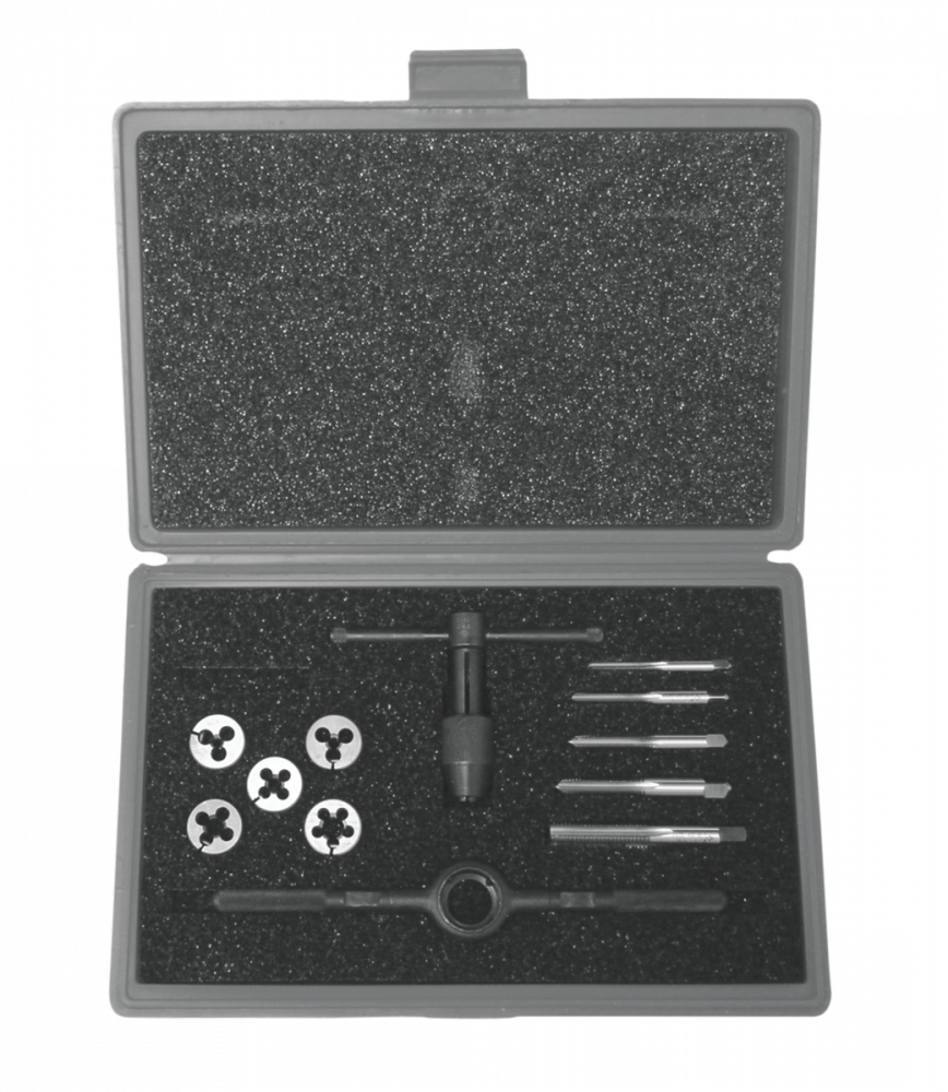 Tap and Die Set w/ Production Hand Taps and HSS Round Adjustable Dies (Metric)