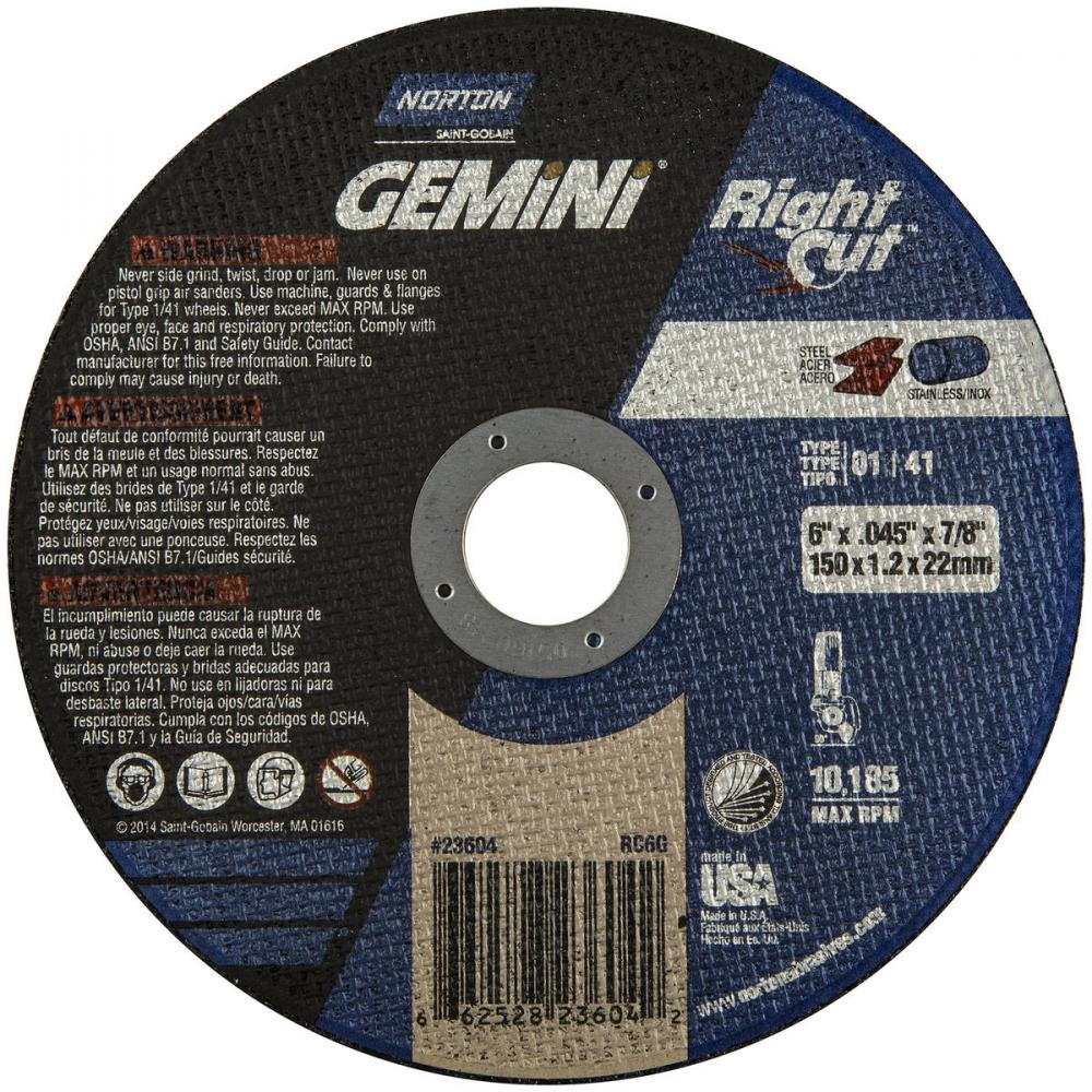 6 x .045 x 7/8 In. Gemini RightCut Cut-Off Wheel 36 Q B T01/41