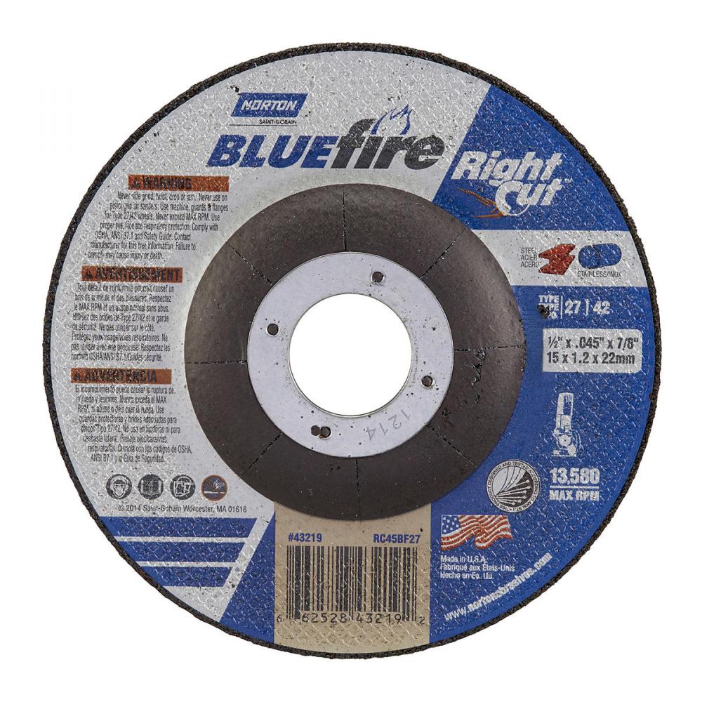 4-1/2 x 1/16 x 7/8 In. BlueFire RightCut Cutting Wheel 36 R T27/42