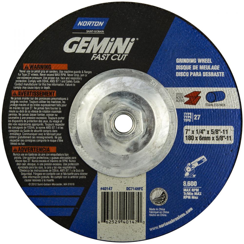 7 x 1/4 x 5/8 - 11 In. Gemini FC Grinding Wheel 24 N T27