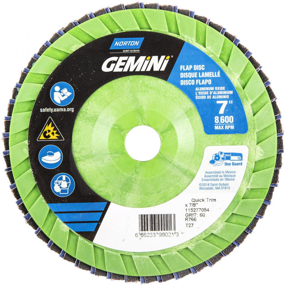 7 x 7/8 In. Neon Plastic Flat Flap Disc T27 P60 Grit R766 ZA