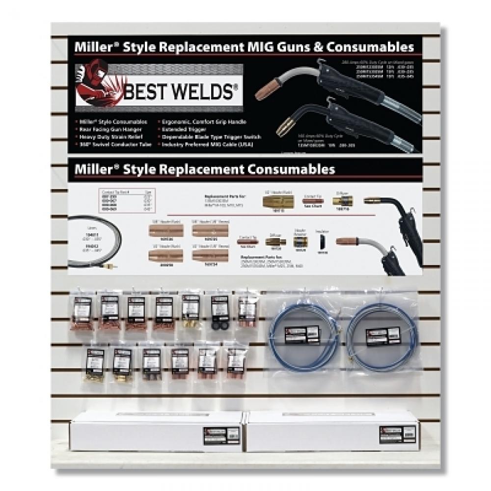 Best Welds Miller Style Replacement MIG Guns and Consumables Displays